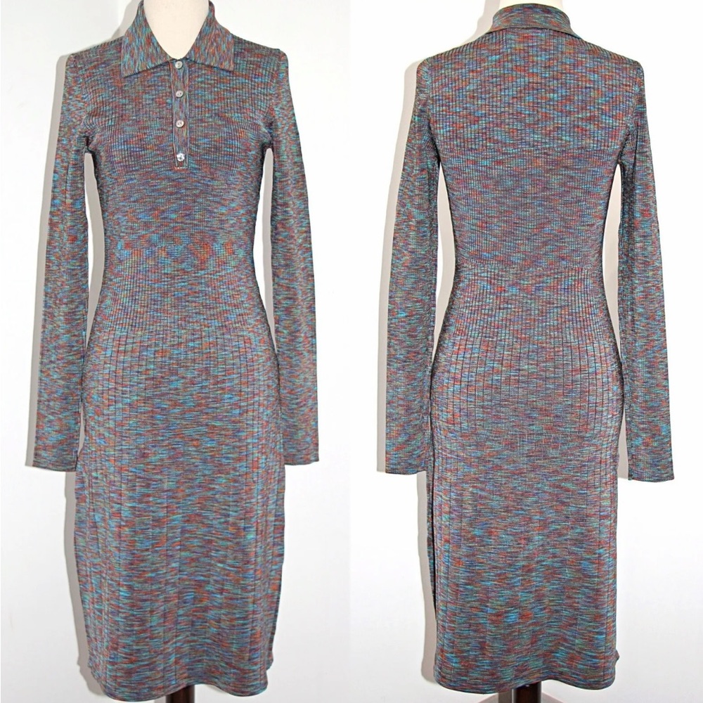 Theory Multicolor Ribbed Polo Dress